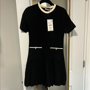 Zara Black Dress with Cream Details